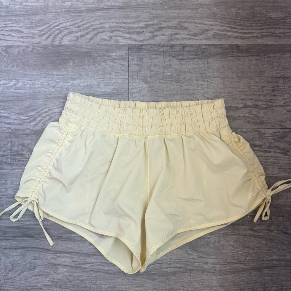 Butter yellow aerie Athletic Shorts with Ruched Side Ties